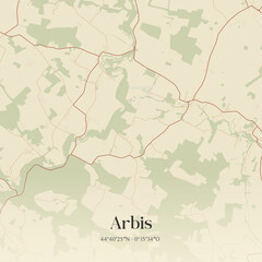 Vintage map of Arbis, France.