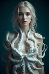 octopus dressing a womans upper body 