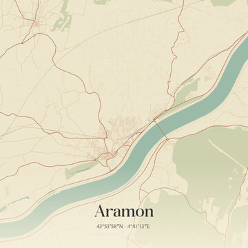 Vintage map of Aramon, France.