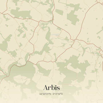 Vintage map of Arbis, France.