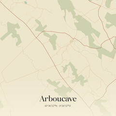 Obraz premium Vintage map of Arboucave, France.