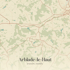 Fototapeta premium Vintage map of Arblade-le-Haut, France.