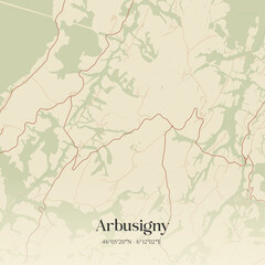 Obraz premium Vintage map of Arbusigny, France.