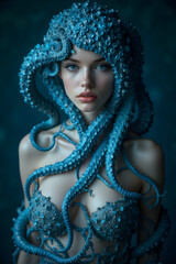 octopus dressing a womans upper body 