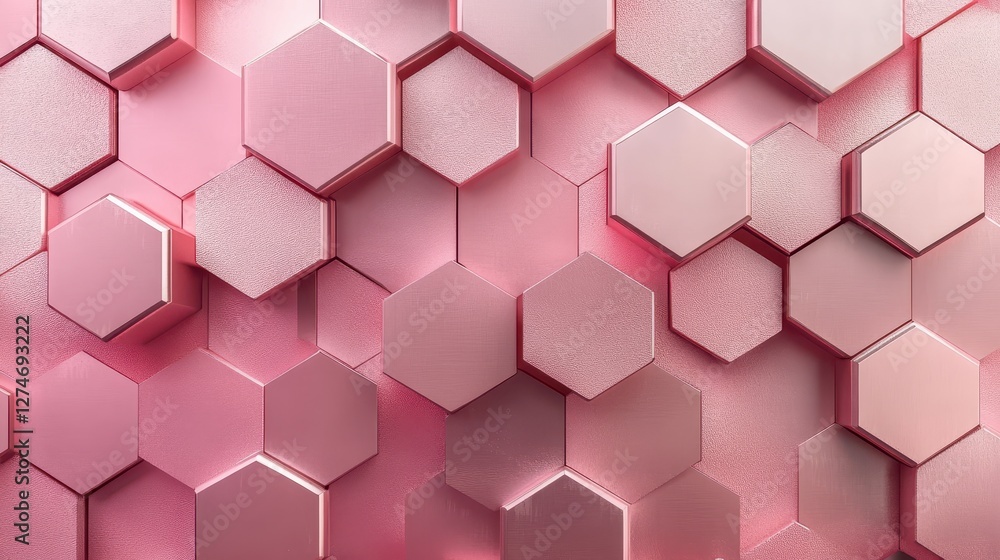 Aufkleber geometric pink hexagonal pattern on textured background