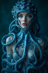 octopus dressing a womans upper body 