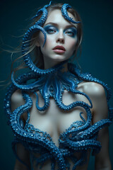 octopus dressing a womans upper body 