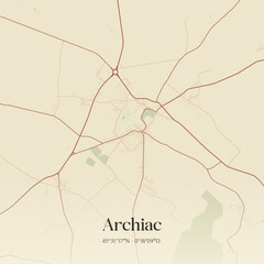 Obraz premium Vintage map of Archiac, France.