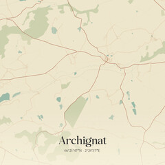 Obraz premium Vintage map of Archignat, France.