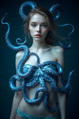 octopus dressing a womans upper body 