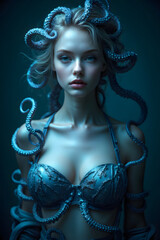 octopus dressing a womans upper body 