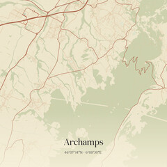Fototapeta premium Vintage map of Archamps, France.