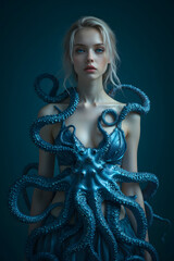 octopus dressing a womans upper body 