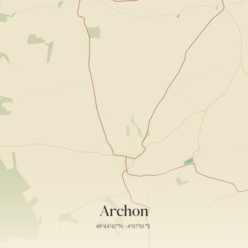 Vintage map of Archon, France.