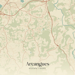 Fototapeta premium Vintage map of Arcangues, France.