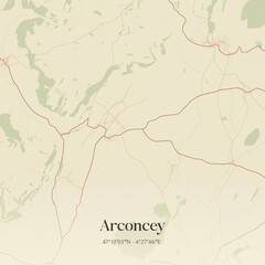 Obraz premium Vintage map of Arconcey, France.