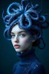 octopus dressing a womans upper body 