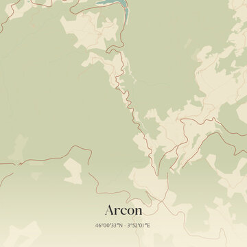 Vintage map of Arcon, France.
