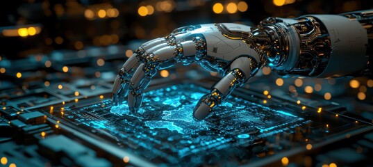 Fototapeta premium Futuristic ai and ethics a robotic touch on digital justice