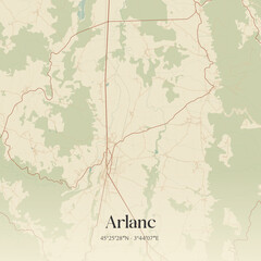Fototapeta premium Vintage map of Arlanc, France.