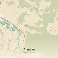Vintage map of Armeau, France. © Rezona