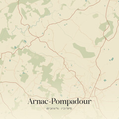 Obraz premium Vintage map of Arnac-Pompadour, France.