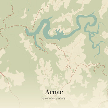 Vintage map of Arnac, France.