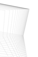 Abstract Architectural Wireframe: Geometric Cityscape with Minimalist Perspective