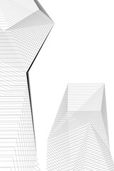 Abstract Architectural Wireframe: Geometric Cityscape with Minimalist Perspective