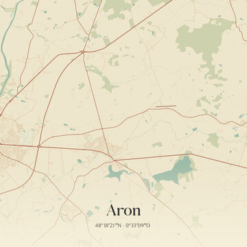 Vintage map of Aron, France.