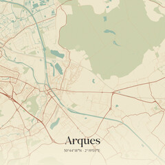 Obraz premium Vintage map of Arques, France.