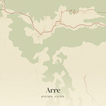Vintage map of Arre, France.