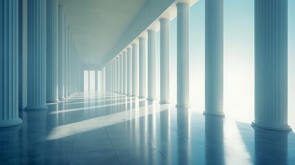 Obraz premium Serene Colonnade Extends Towards Bright Horizon
