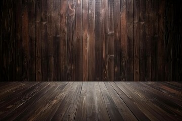 Elegant dark brown wooden walls provide a cozy backdrop, perfect for showcasing rustic decor elements in a creative interior design space
