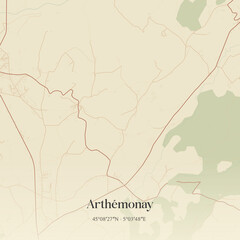 Fototapeta premium Vintage map of Arthémonay, France.