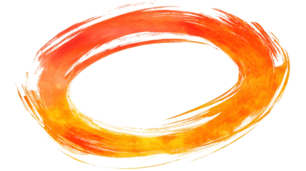 Watercolor circle handpainted with warm orange and yellow hues, radiating artistic vibrancy on transparent backdrop