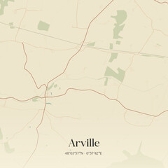 Fototapeta premium Vintage map of Arville, France.