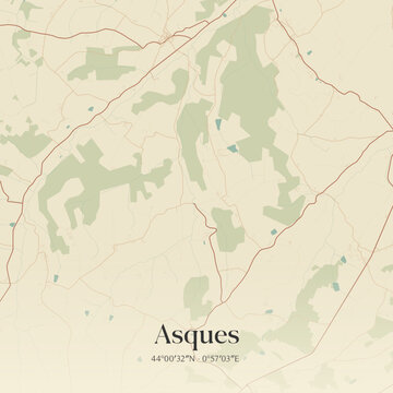 Vintage map of Asques, France.