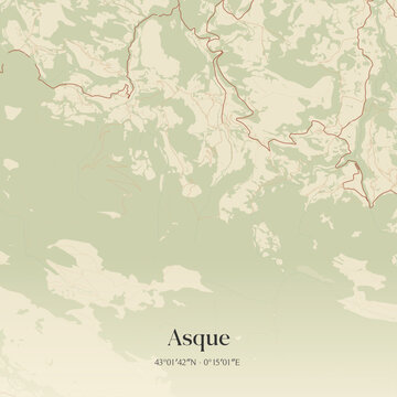 Vintage map of Asque, France.