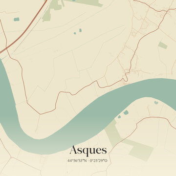 Vintage map of Asques, France.