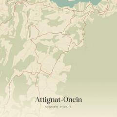 Obraz premium Vintage map of Attignat-Oncin, France.
