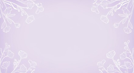 Light purple floral background with white line-art flowers and branches in corners