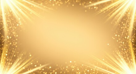 Sparkling golden background with light beams and bokeh effect, ideal for celebrations festive events