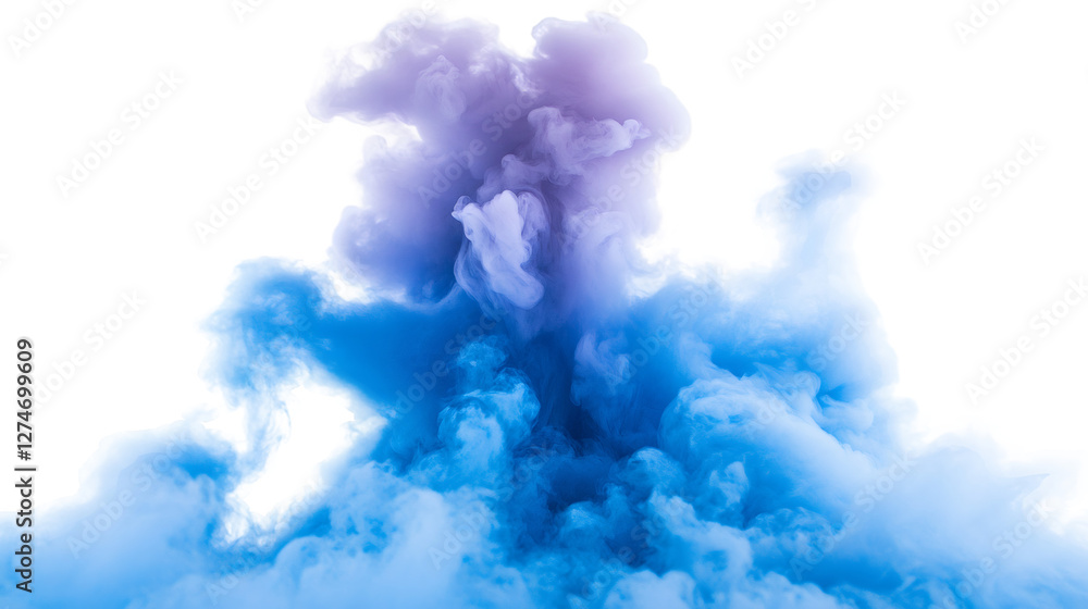 Poster colorful smoke explosion creating abstract shapes on transparent background, perfect for graphic des