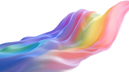 Colorful and vibrant fabric flowing and waving with transparent background, perfect for design projects