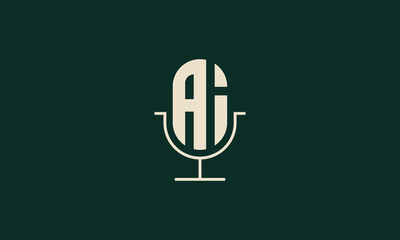 AI podcast mic monogram logo design