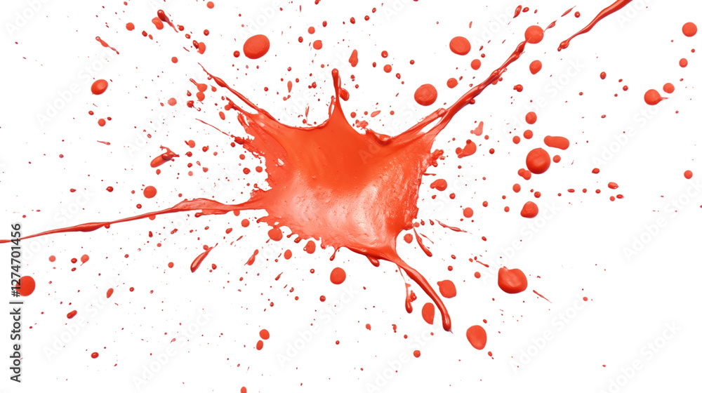 Aufkleber Red paint splattering dynamically against transparent surface, showing intense color movement