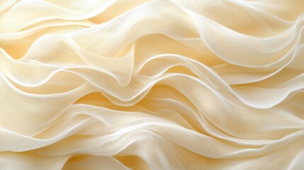 Obraz premium Waves of thin air white lines on a beige gradient background. Space for text.