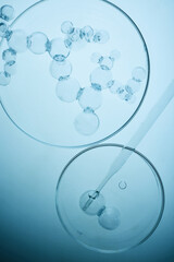 Abstract cosmetic laboratory. Chemical laboratory research. Cosmetic Essence Molecule Bubble