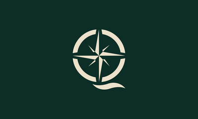 Letter Q compass monogram logo design